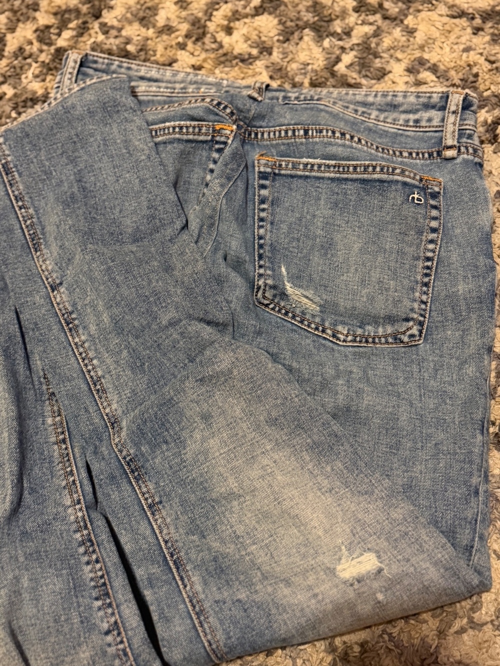 Rag & Bone Size 26 Blue Jeans Straight Leg Distressed Denim Womens Designer - Picture 4 of 6